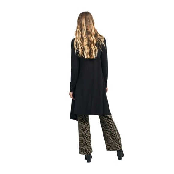 Alembika 2 Tunic Top Hi-Lo Lagenlook Asymmetrical Button Black Mandarin Collar - Picture 10 of 16